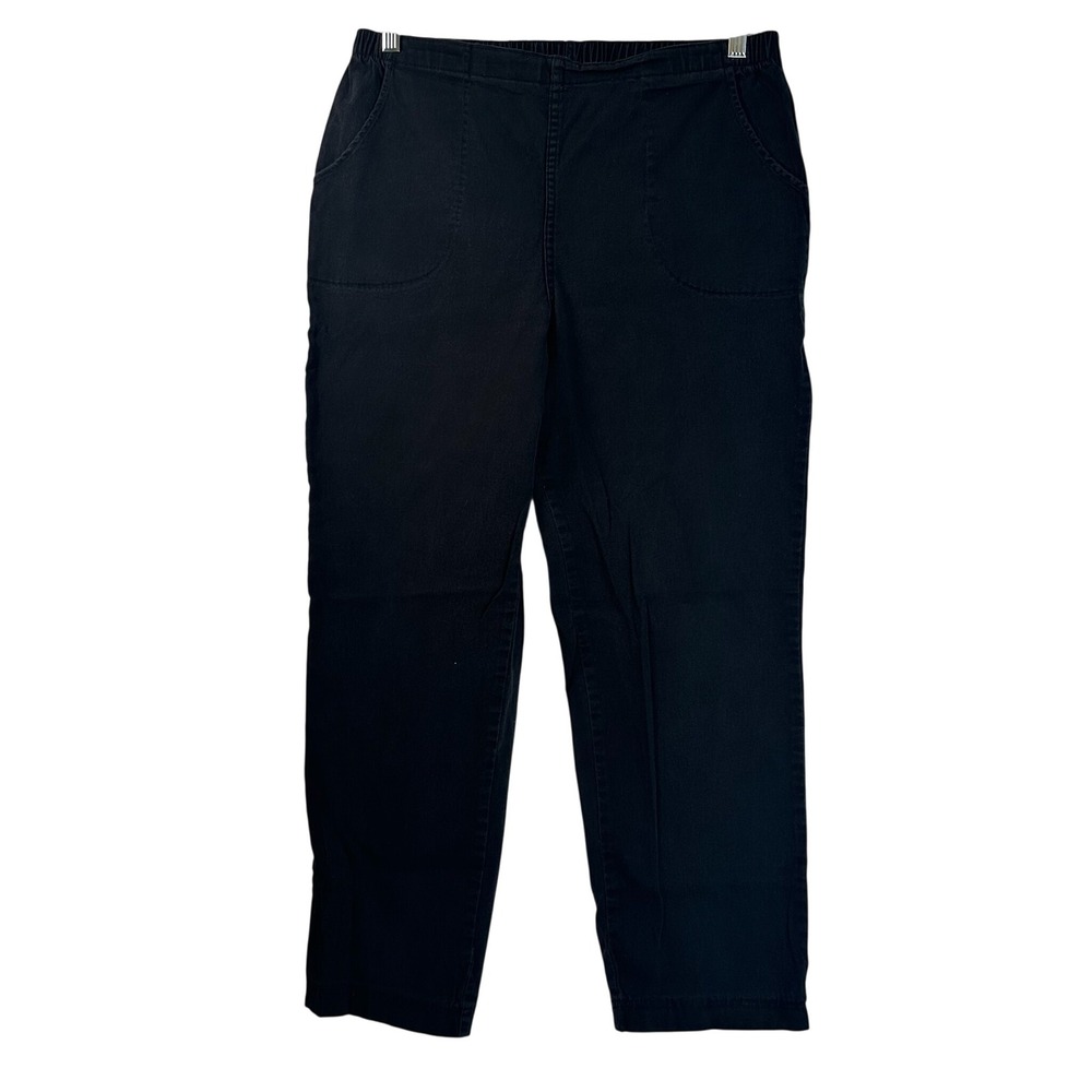 Croft & Barrow Womens Large Short Black Elastic Waist Pull On Stretch Pants